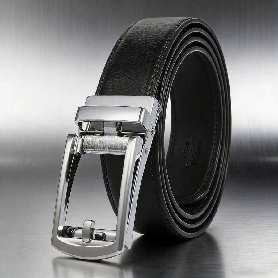 男士通勤腰带，商务休闲自动扣真皮腰带，简约合金西裤腰带，百搭奢华牛仔裤腰带