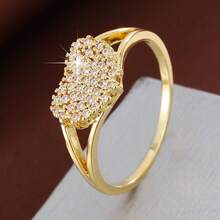 1pc Fashionable Heart-Shaped Design Cubic Zirconia Inlaid Women's Ring, Holiday Gift - Multicolor - View 17