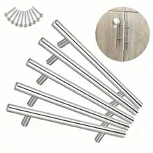 4pcs Kitchen Handle Stainless Steel T Bar Door Pull Cabinet Knobs And Handles Silver Furniture Handle - Multicolor - View 8