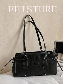 1pc Fashion Lace-Up One Shoulder Underarm Bag, Large Capacity Women's Commuter Bag, Suitable For Daily Outing, Dating, Commuting - Black - View 8