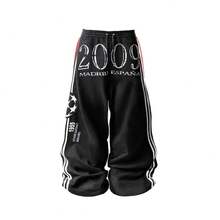 New Harajuku Y2K Dark Subculture Street Double Waist Print Sweatpants - 黑色 - 查看 2