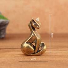 Bashful Cat Exquisite Brass Figurine Desktop Decor - Shy Cat - View 4
