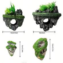Aquarium Landscape Floating Stone Decor, Artificial Decorative Floating Stone Scenery, Fake Mountain Landscape Stone Hiding Cave - A - View 2
