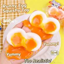 1个软绵绵的蛋黄减压玩具，柔软的鸡蛋挤压玩具 - 彩色 - 查看 2