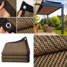 Malla de sombra para patio con hebillas de cobre, 90% de cobertura solar, fabricada en polietileno de alta densidad, ideal para invernaderos, jardines, casetas de perros y pérgolas. Resistente a los rayos UV, transpirable y con perforaciones para una fácil instalación. Incluye una cuerda de 5 metros para colgar. Disponible en varios tamaños. Malla de sombra para terrazas y exteriores. - marrón café - Ver 4