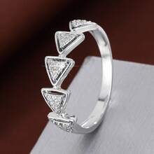 1 chiếc nhẫn nữ thiết kế hình tam giác hình học đính đá Cubic Zirconia. - Nhiều màu - Xem 15