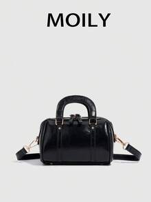 1pc Black Boston Bag, Suitable For Shoulder, Handheld Or Crossbody Carry, Zipper Closure, PU Material, Fashion, Ideal For Daily Commute, Shopping, Travel, Party, Gathering, Cosmetic Storage, Best Gift For Girlfriend And Must-Have Item For Parties - Black - View 12