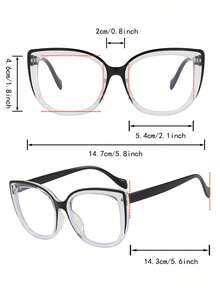 1 Paar Damen Große Rahmen Sexy Katzenauge Mode Street Style Dekorative Klarglas Brille - Weißer Rahmen mit schwarzer Zeichnung - Übersicht 4