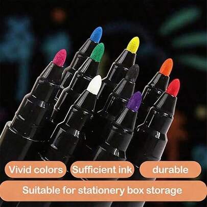 12pcs Acrylic Liquid Chalk Markers For Fridge Calendar Planner, Transparent Glass Dry Erase Board, Refrigerator, Windows/Mirrors, 12 Vibrant Colors, 1mm Fine Tip, Easy To Wipe Wet