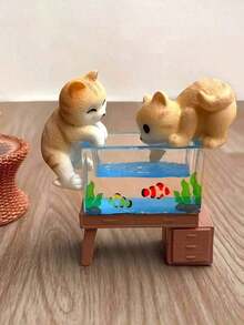 3pcs - 1set Cute And Fish Ornaments, Resin Desktop Decoration Ornaments, Micro - Landscape Decoration Small Statue Ornaments - 多色的 - 查看 2