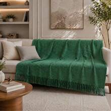 Giant Decorative Cotton Sofa Throw 3.00 X 1.80 - Dark Green - View 3