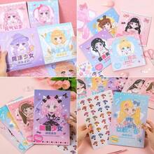 OBOVAY 1本可爱动漫公主化妆换装贴纸书，女孩DIY时尚变身贴纸互动玩具，培养想象力和精细动作技能，理想的生日礼物、派对礼品、旅行伴侣、创意游戏和手工制作，精美公主换装贴纸，化妆秀贴纸书 - 彩色 - 查看 8