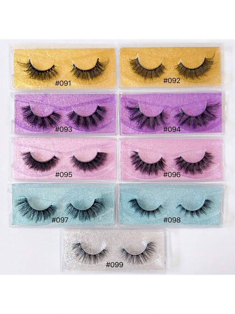 1 Pair 15mm Fluffy Flared Faux Mink Eyelashes, Strip Eyelashes, Eyelashes, False Eyelashes, False Eyelashes - Black - View 1