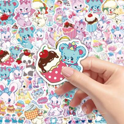 50pcs Cute Cartoon Dreamy Retro Swimmer Doodle Decorative Stickers For Phone Case, Luggage