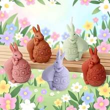 Nuevo molde de silicona con forma de conejo acostado de huevo colorido, molde de decoración del hogar de yeso de conejo de Pascua DIY - A-blanco - Ver 7