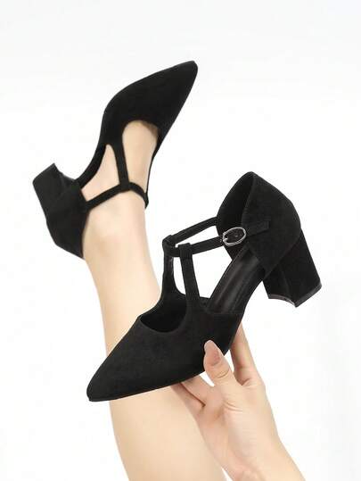 Giày cao gót mũi nhọn bằng da lộn khoét rỗng, đính nơ, đế dày dành cho nữ, đa năng cho mặc hàng ngày, đi làm, công sở, màu đen, cỡ lớn.