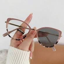 Cat Eye Metal Texture Minimalist Photochromic Lens Casual Travel Decorative Glasses For Women - Dusty Pink - View 14