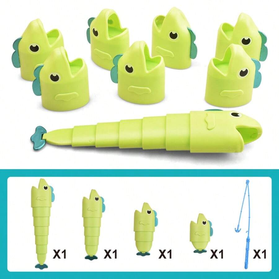 1pc Telescopic Fishing Toy, Educational Early Learning Board Game Toy Suitable For Boys And Girls - Green - View 1