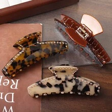11cm Large Elegant Acrylic Rhinestone Hair Claw Clip,Tortoiseshell Minimalist Design,Fashionable Commuter Hair Accessory - Multicolor - View 3