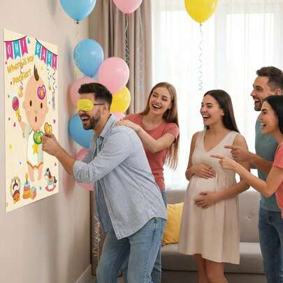 给宝宝贴奶嘴游戏 - 婴儿派对小礼物奶嘴贴游戏 - 性别揭晓派对装饰 - 可爱的婴儿派对装饰 - 氛围装饰道具 - 周年纪念、生日氛围装饰道具 - 给宝宝贴奶嘴游戏 - 宝宝的奶嘴在哪里？ - 我的奶嘴在哪里？ - 贴奶嘴