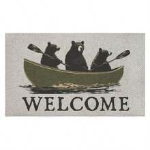Stupell Industries Welcome Rowing Bears - Tapete de imitación de sisal para Puerta diseño de Jim Baldwin - como en la foto - Ver 1