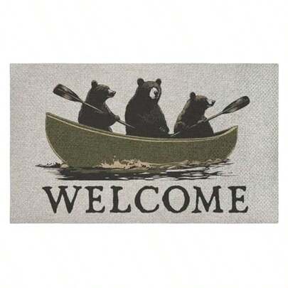 Stupell Industries Welcome Rowing Bears - Tapete de imitación de sisal para Puerta diseño de Jim Baldwin