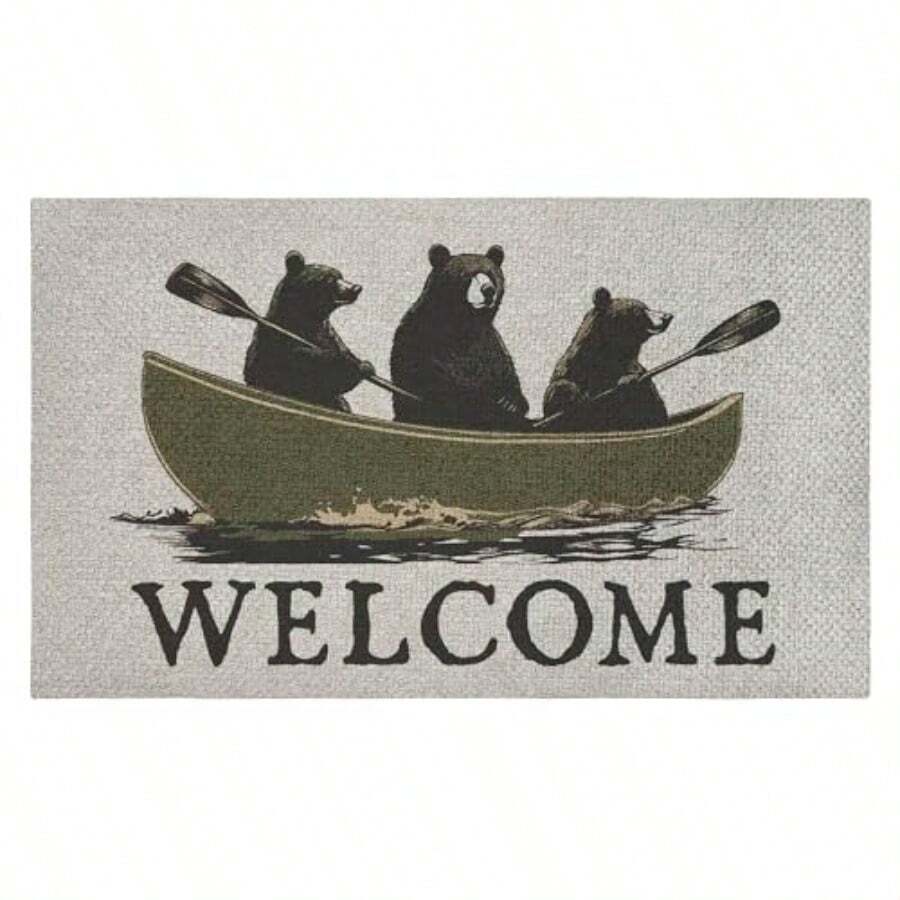 Stupell Industries Welcome Rowing Bears - Tapete de imitación de sisal para Puerta diseño de Jim Baldwin - como en la foto - Ver 1