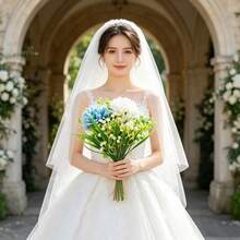 1束，35厘米人造满天星和菊花花束，婚礼花环，婚礼花束，节日派对装饰花艺，适用于家居、办公室、餐厅餐桌花艺装饰 - 彩色 - 查看 3