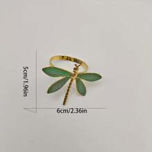6pcs/12pcs Green Dragonfly Napkin Rings, Animal Series Napkin Rings, Dining Table Decor Napkin Holders - Multicolor - View 3