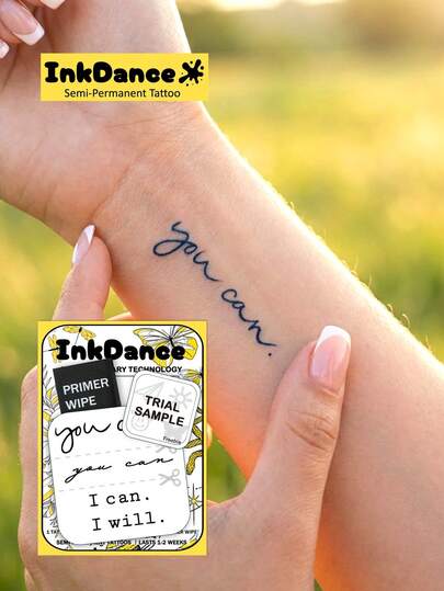 1 Set "You Can & I Can & I Will" Neue Technologie Tattoo Aufkleber, Temporäres Tattoo, Halbtattoo, Fake Tattoo, wasserfest & langanhaltend, realistisches Design, Das Brüllen des Monarchen, pflanzliche Formel, Ink Dance Geschenk Festival Körperkunst MNF195