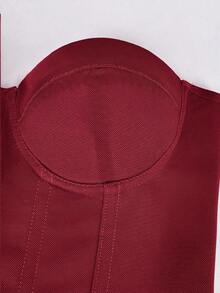 Elegant Solid ColorCorset Top Boned Lace Up Back Shapewear Crop Tube Top Valentine's Day Date Birthday Theme Party Outfits Daily Going Out Outfits Vacation Tops Music Festival Wedding Season Costumes Women - 紅色 - 查看 8