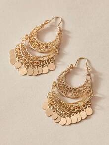 Imoli Disc Charm Hollow Out Drop Earrings - 9199 Silver - View 1