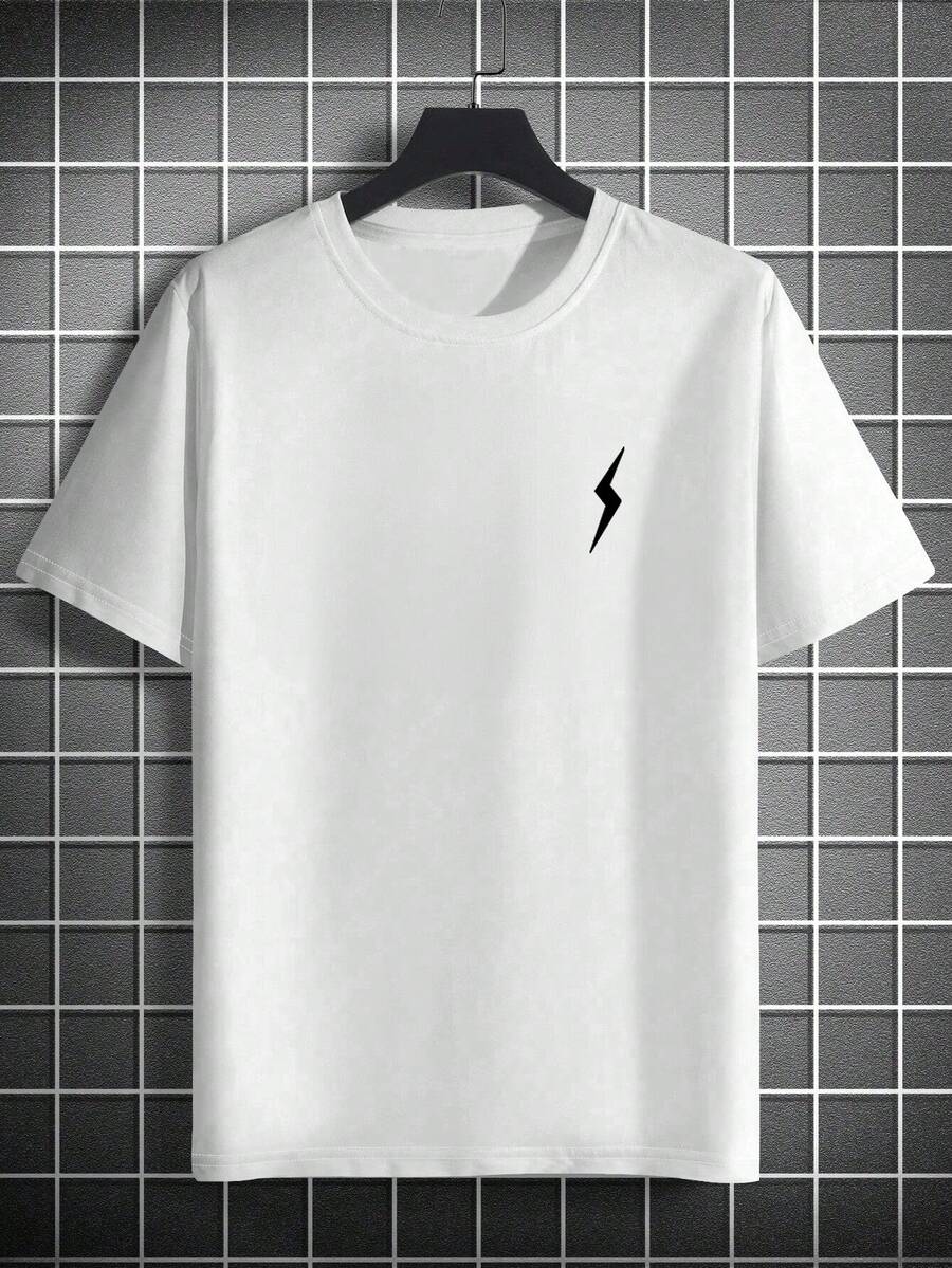 Plus Size Men's Ombre Lightning Printed Round Neck Short Sleeve T-Shirt