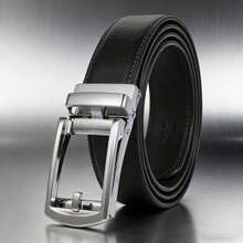 男士通勤腰带，商务休闲自动扣真皮腰带，简约合金西裤腰带，百搭奢华牛仔裤腰带 - 026 - 查看 12
