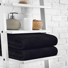 100% Cotton Set 8x55 Inch -Friendly Large S Compact Quickdry Lightweight Soft And Highly Absorbent Bath Towel Ideal For Everyday Gym Travel Camp Pool - màu đen - Xem 4