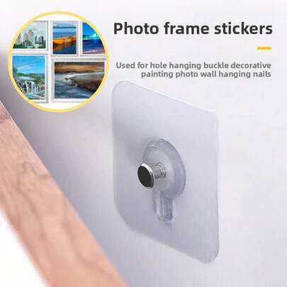 5 piezas/10 piezas/20 piezas Ganchos adhesivos, sin daños por taladrado, ganchos de pared adhesivos resistentes para marcos de fotos, pinturas, sin necesidad de clavos