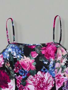 Women's Elegant Ditsy Floral Chiffon Dress & Jacket Two Pieces Set, Fashionable Outfit For Date, Holiday, Casual Wear Spring - Màu tím - Xem 4