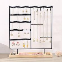 1-Pack Desktop Counter Detachable Wooden Base Earring Display Stand Jewelry Stud Earring Jewelry Rack Necklace Storage Hanger - Multicolor - View 10