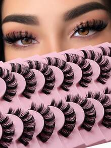 7 Pairs Fluffy Natural Thick False Eyelashes, Essential For Creating Perfect Makeup Look - Black - View 1