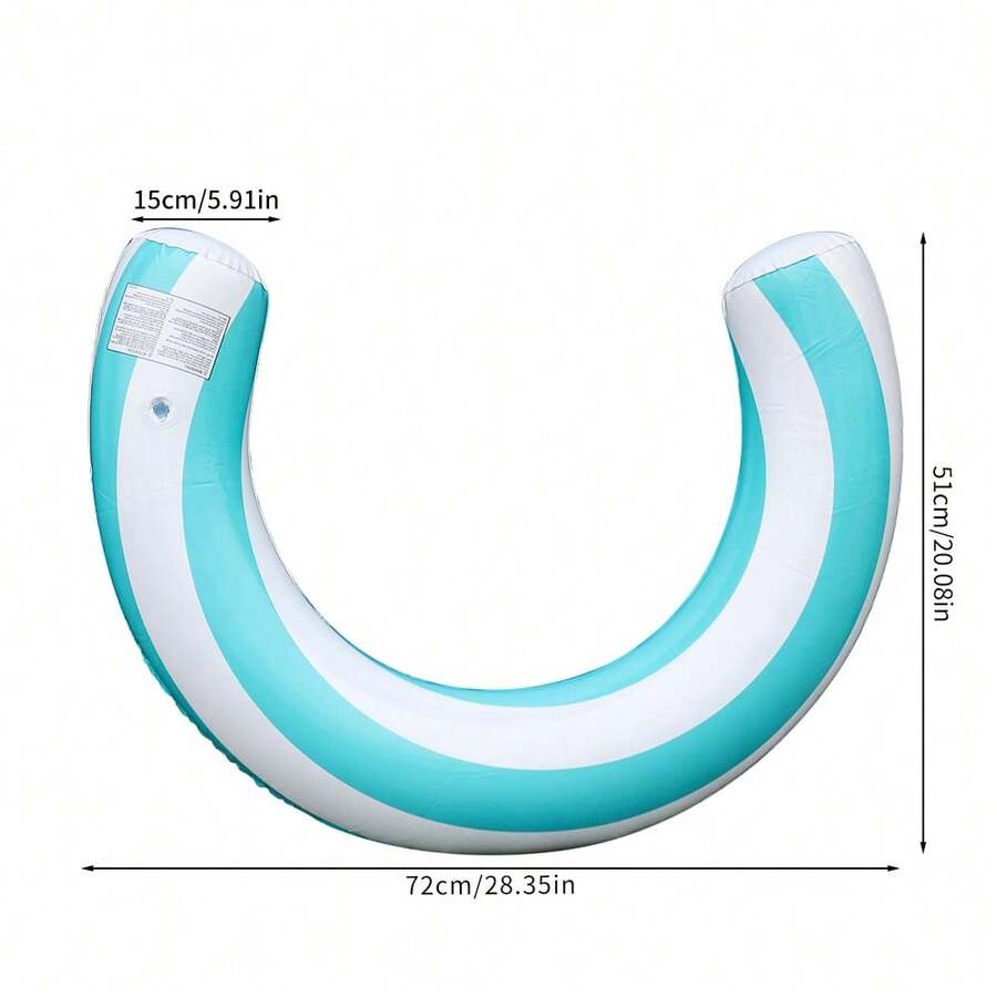 Flotador inflable en forma de semicírculo en U, cama flotante inflable arqueada de PVC grueso con rayas