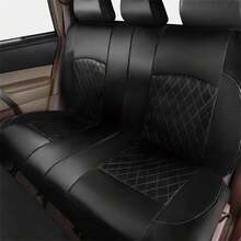 Universal Artificial Leather Car Seat Covers, Full Set Airbag Compatible, Breathable, Fit For Sedan, Truck, SUV, Luxury PU Material, Black With Red Trim - Leather - View 7