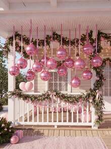 10pcs 18-Inch Pink 4D Balloons With Pink Polyester Ribbons And Shielding Paper, Portable For Room Decor, Party Decor, Wedding Decor, Family Gathering, Birthday Party, Bachelorette Party, Engagement, Anniversary, Wedding, Graduation, Mother's Day Decoration - Pink - View 4