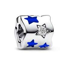 1 pieza Cuenta de encanto de esmalte azul apta para pulsera europea original, regalo de joyería DIY para mujeres - Azul - Ver 2