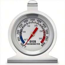 SOKANY 1pc Oven/Oven Thermometer, Temperature Range 50-300°C/100-600°F. Made Of 430 Stainless Steel, High-Temperature Resistant Glass, Auto-Sensing, Precise Temperature Measurement. Suitable For Kitchen Cooking And Baking, An Essential Baking Tool Accessory. - °C/°F Switchable - View 2