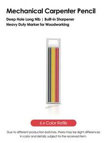 1/7Pcs Carpenter Pencil Set - Heavy Duty Mechanical Pencil Kit, Red & Black Mechanical Pencils With 2.8mm Multi-Color Leads + Deep Hole Long Nib Design, Built-In Sharpener & Marking Tool For Woodworking, Construction,Architect Marking & DIY Projects - Multicolor - View 13