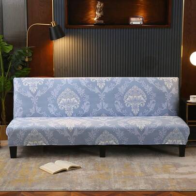 Vỏ bọc ghế sofa giường không tay vịn, in họa tiết, chất liệu polyester co giãn toàn diện, dệt kim từ lụa sữa, phù hợp cho mọi mùa.