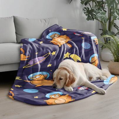 Chăn ấm áp và thoải mái cho thú cưng, định lượng 280gsm, phù hợp với mọi giống chó và mèo - Thảm nỉ in hình mèo cam hoạt hình, có thể giặt máy, dùng được ở nhà, trên xe hơi, ngoài trời, mọi mùa, mang lại sự êm ái cho thú cưng, có 2 kích cỡ.