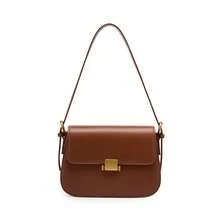 High-End Niche Design Genuine Leather Women's Underarm Bag, Spring/Summer Fashion Tofu Bag, Shoulder And Crossbody Bag - Grayish White - View 7