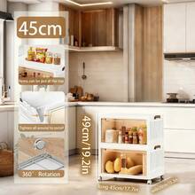 45cm Foldable Kitchen Storage Cabinet With Silent Wheels, 2–5 Layers Optional,Space Saving Foldable,Easy Clean,Multi-Layer Organizer For Spices Tableware Cookware Pantry. - 白色 - 查看 12
