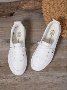 Women's Breathable Casual Flat Slip-On Shoes, Lightweight And Comfortable, Suitable For Casual, Sports And Daily Wear. - 白色 - 查看 5